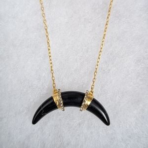 Stella & Dot Gold & Black Horn Crescent Necklace
